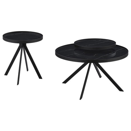 Briggs - Round Coffee And End Table Set Black 2 Pc. Coffee Table, End Table by Coaster Fine Furniture | Bel Furniture