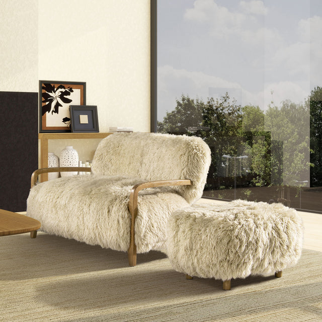 Enchante - Sheepskin Accent Loveseat - Taupe / Natural by Jennifer Taylor Home | Bel Furniture