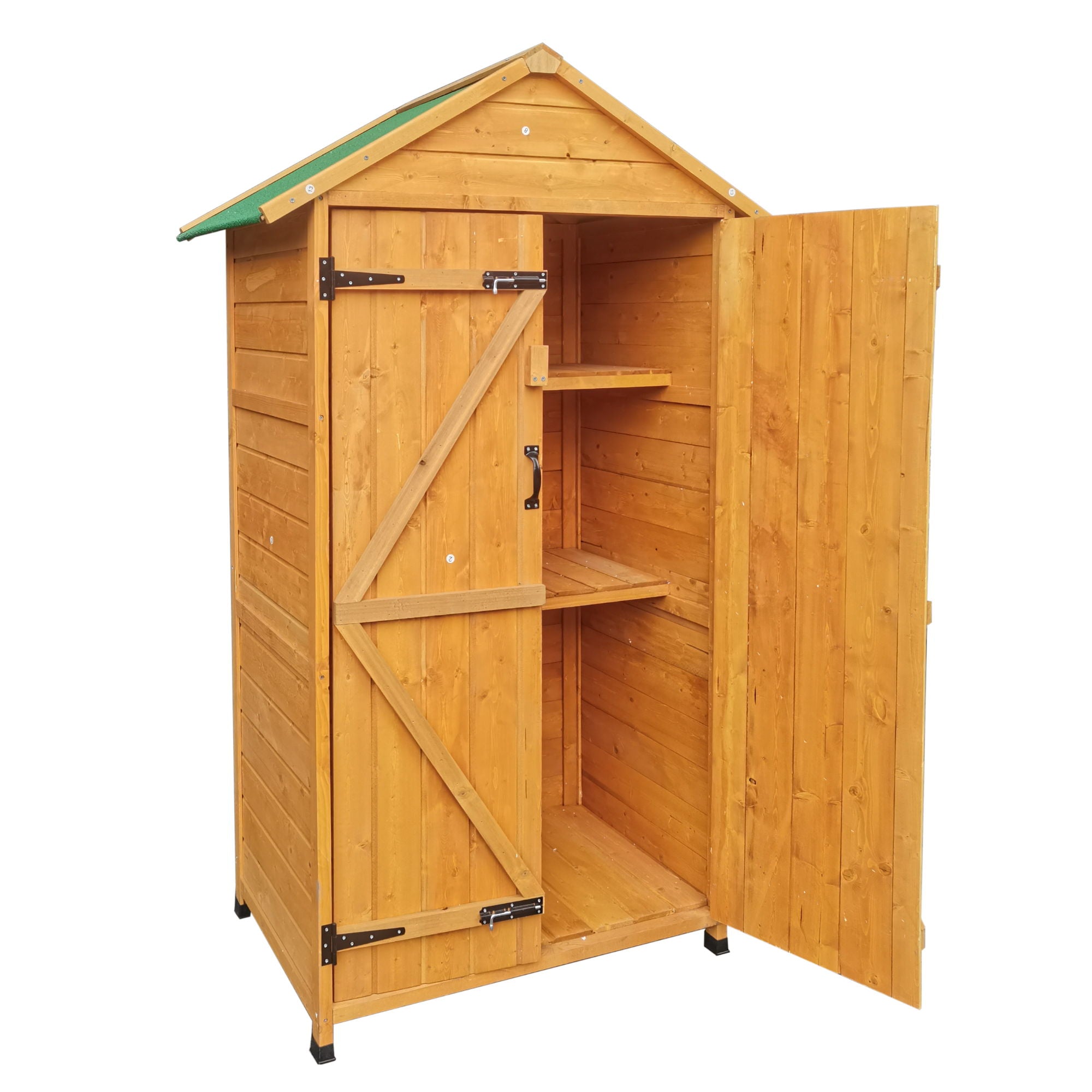 Wooden Shed Natural For Backyard Garden Big Spire Tool Storage - Natural