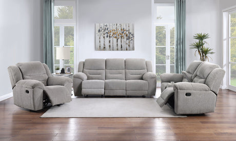 Gilson - Chenille Upholstered Sofa Set Gray 3 Pc. Sofa, Loveseat, Chair by Coaster Fine Furniture | Bel Furniture