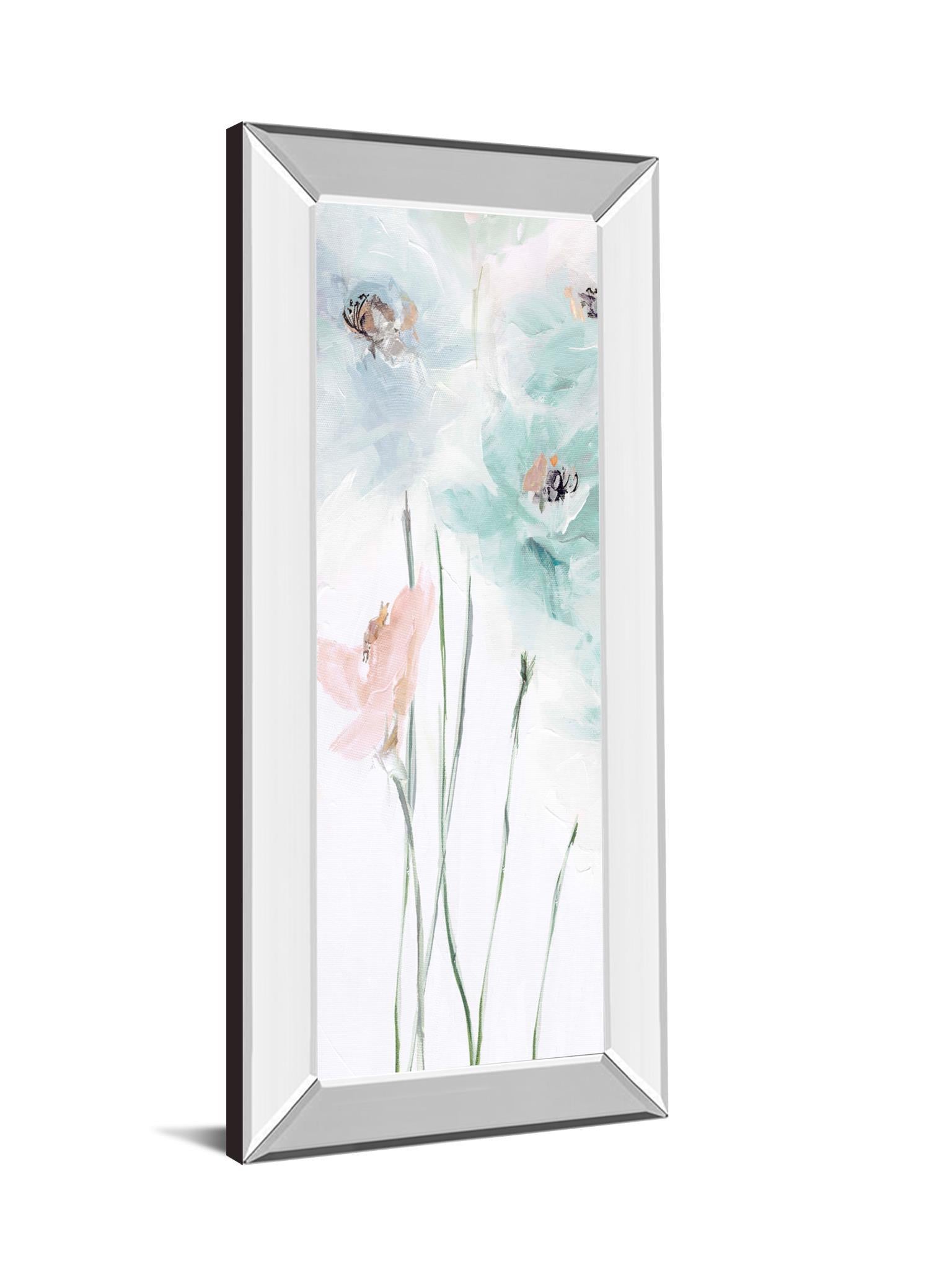 Spring Poppies II By Susan Pepe - Mirrored Frame Wall Art - Light Blue