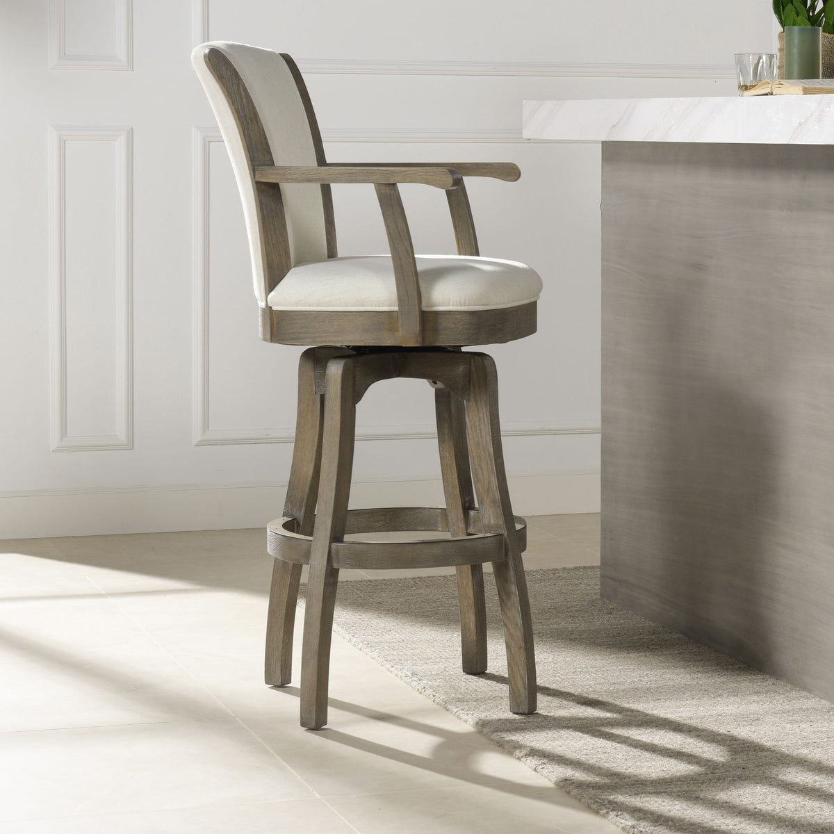 Williams - Swivel Bar Stool With Armrests by Jennifer Taylor Home | Bel Furniture