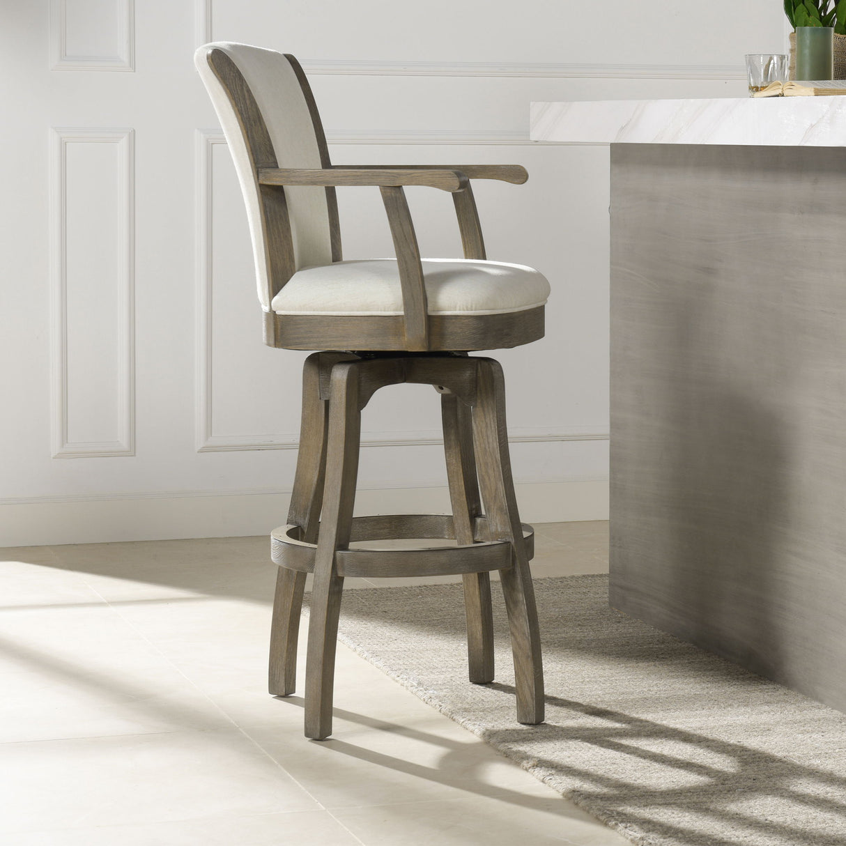 Williams - Swivel Bar Stool With Armrests by Jennifer Taylor Home | Bel Furniture