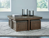 Boardernest - Brown - Cocktail Table With 4 Stools (Set of 5) by Signature Design by Ashley® | Bel Furniture