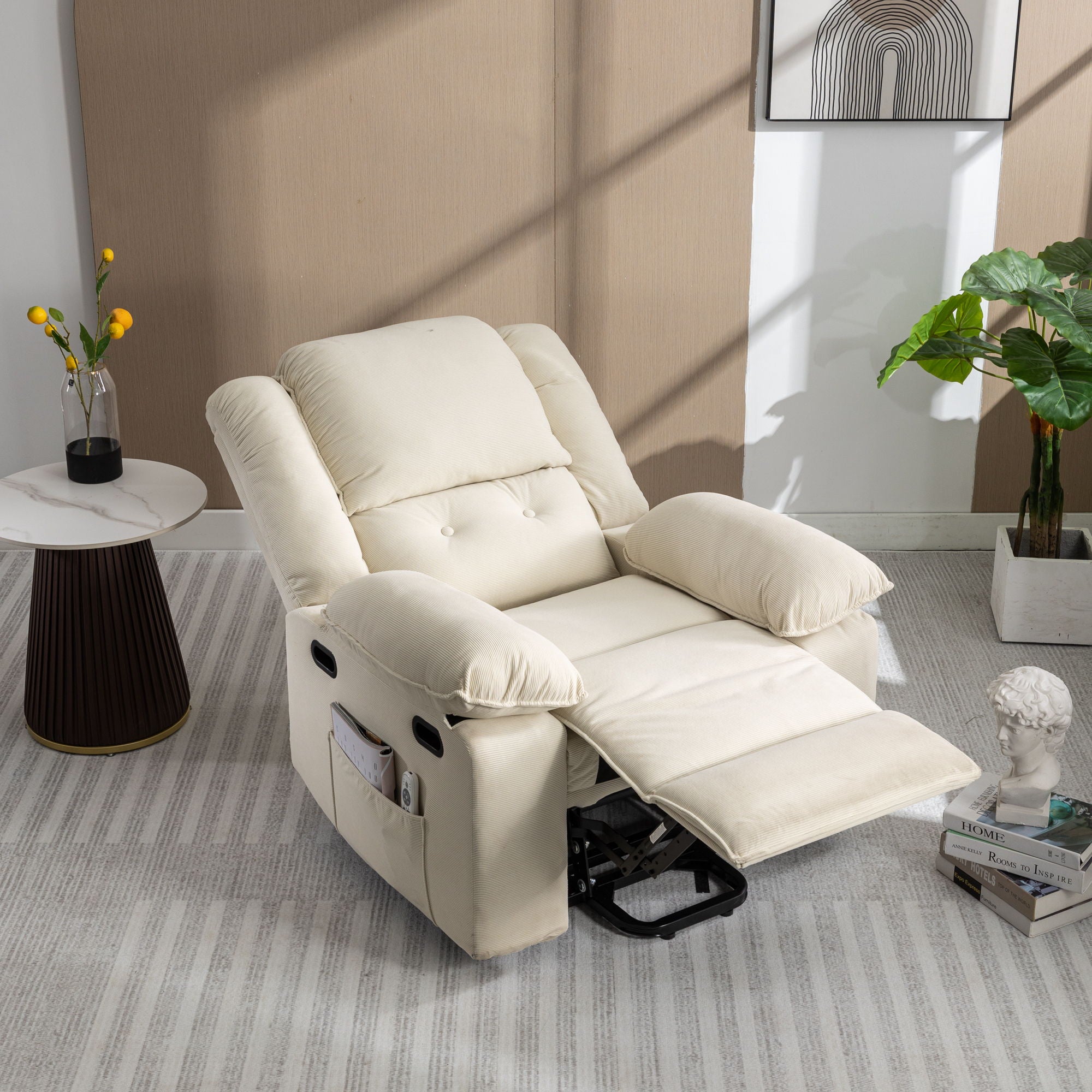 Massage Recliner, Power Lift Chair For Elderly With Adjustable Massage And Heating Function, Recliner Chair With Infinite Position And Side Pocket For Living Room