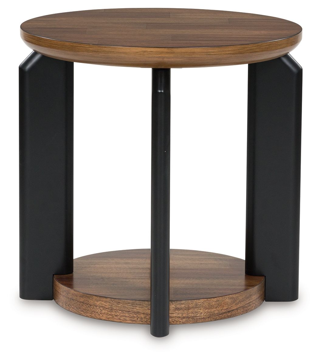 Kraeburn - Brown / Black - Round End Table by Signature Design by Ashley® | Bel Furniture
