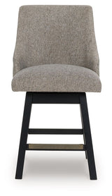 Neymorton - Upholstered Swivel Barstool (Set of 2) - Dark Grayish Brown