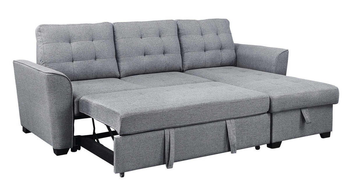 Avery - Sleeper Sectional Sofa With Reversible Storage Chaise - Light Gray by Lilola Home | Bel Furniture