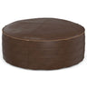 Brody - Round Pouf Dark Brown 32"W x 32"D x 14"H by Simpli-Home | Bel Furniture