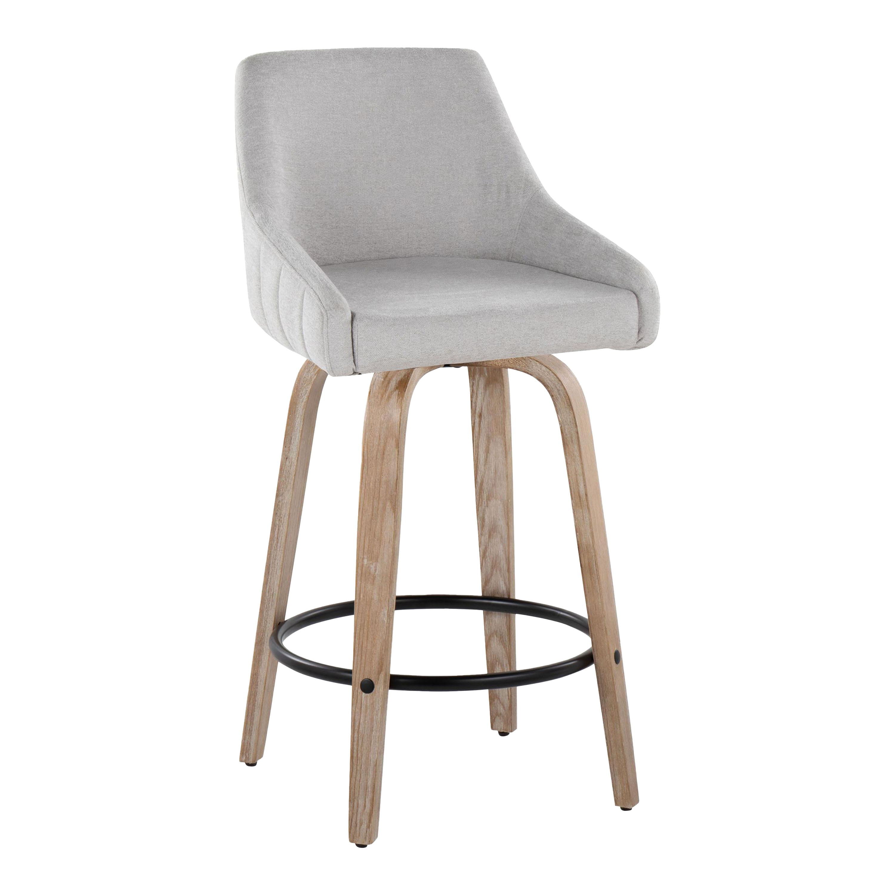 Hannah - Transitional Fixed Height Counter Stool With Swivel With Round Footrest (Set of 2)