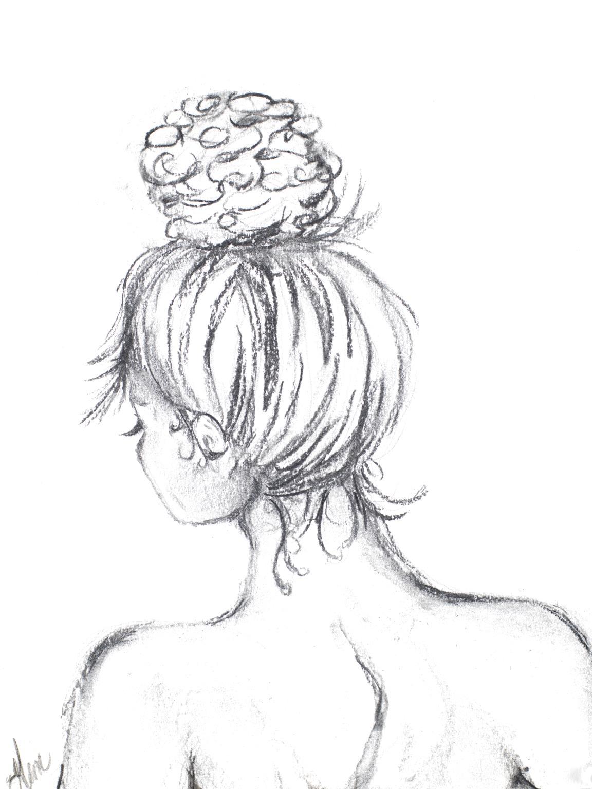 Small - Messy Bun I By Gina Ritter - White