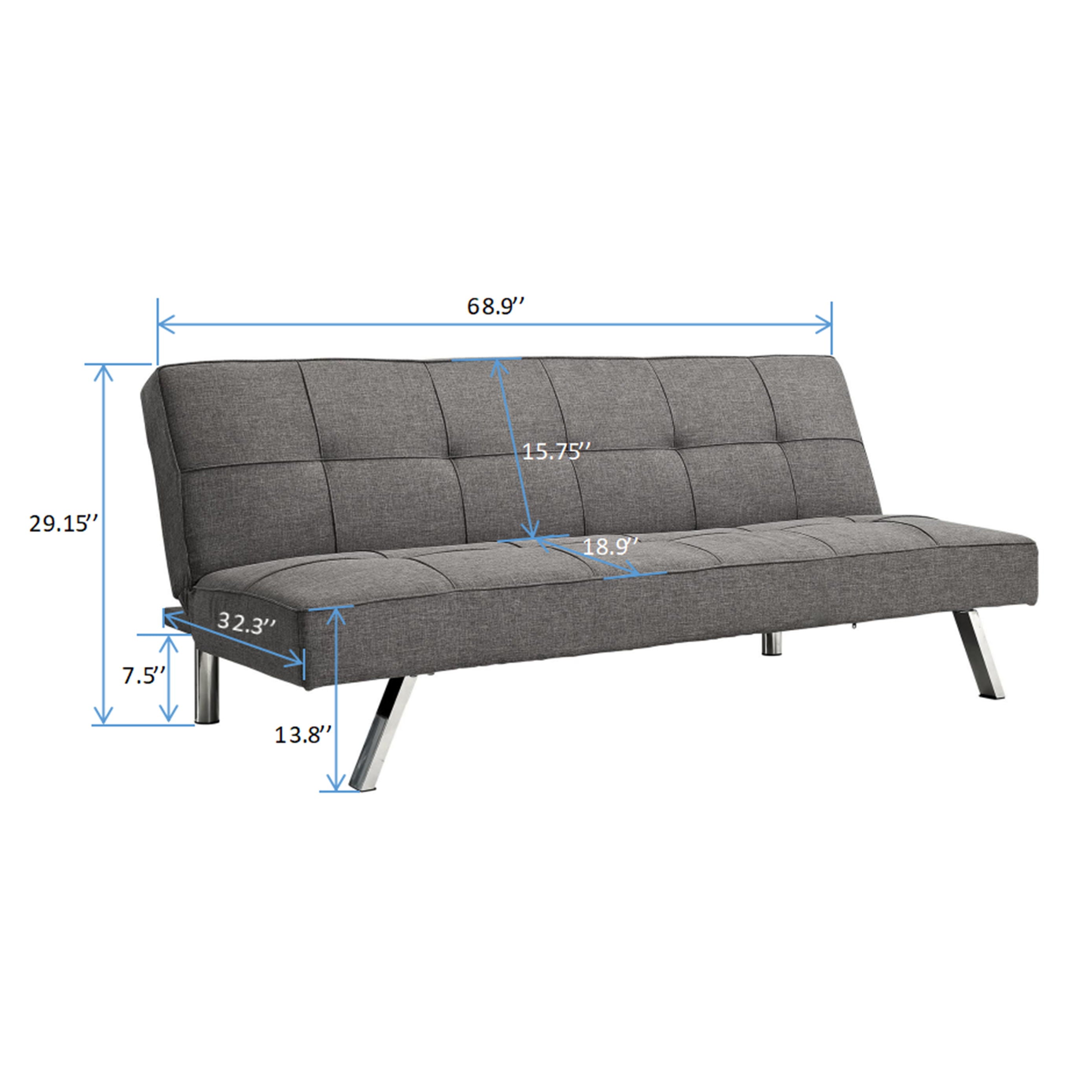 Futon Sofa Bed - Dark Gray