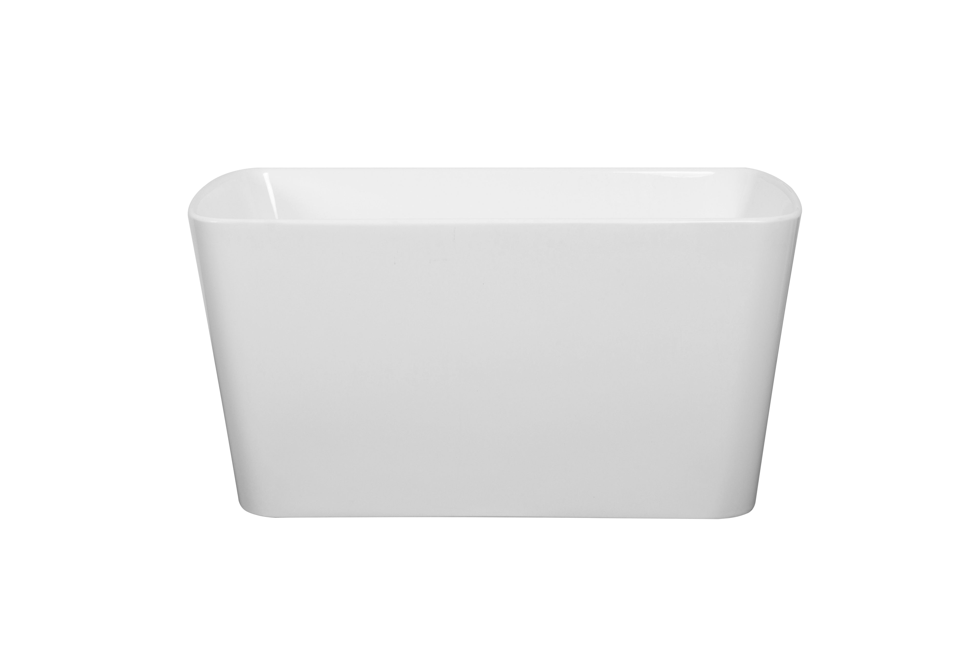 49'' Acrylic Freestanding Soaking Bathtub, Square-Shape Japanese Soaking Hot Tub, Sit-In Design With Chrome Overflow And Drain For Express Delivery 23Amazing-49 (W1920P179228) - Glossy White