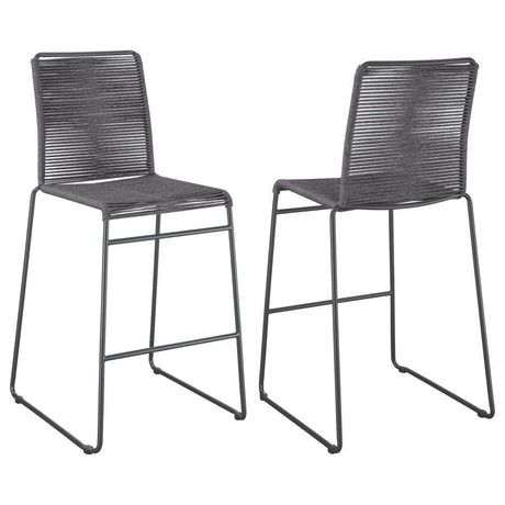 Jerome - Woven Rope Metal Chair (Set of 2) Dark Gray 23.5"W x 23.75"D x 46"H by CoasterEssence | Bel Furniture