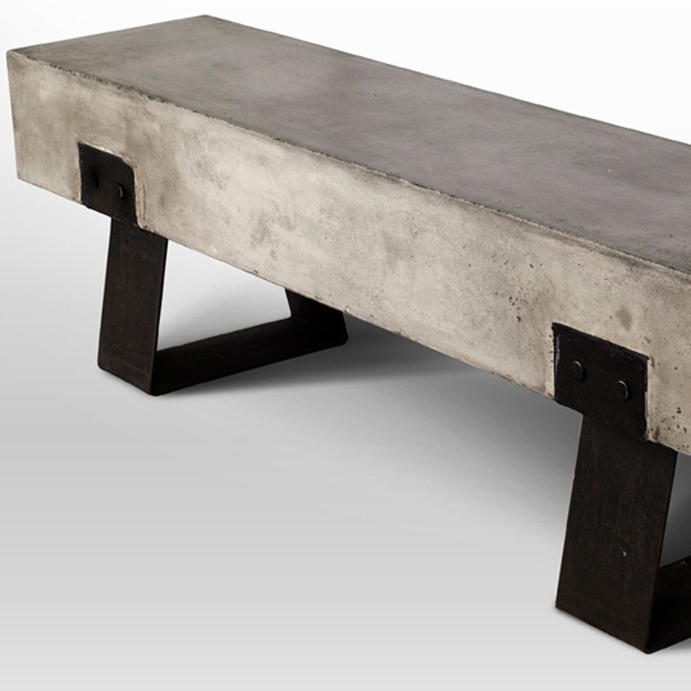 Metal And Concrete Indoor Outdoor Bench - Gray / Black