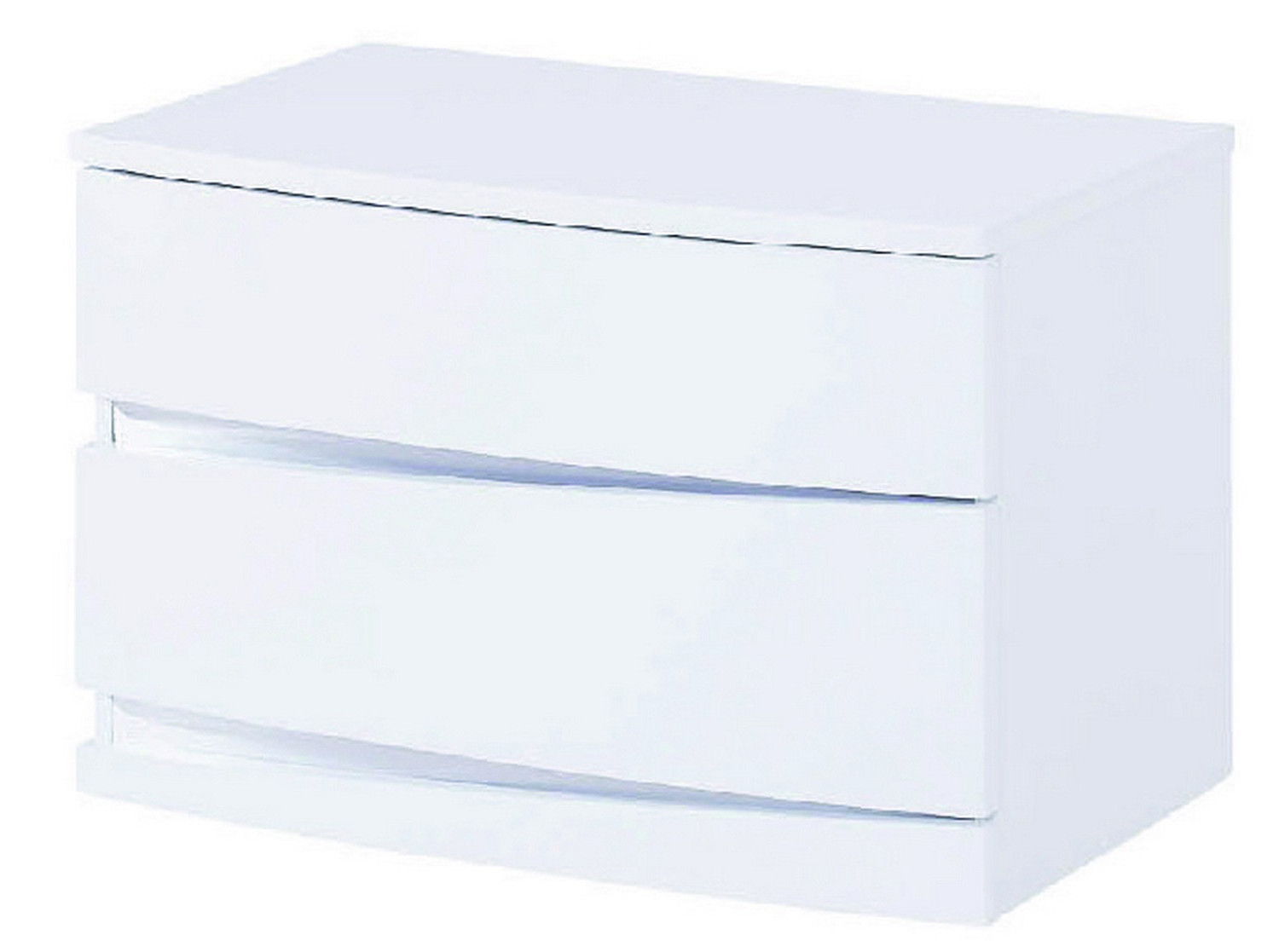 Two Drawers Mirrored Nightstand - White