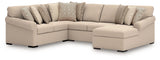 LadyMae - Sectional Beige 4 Pc. Right Arm Facing Corner Chaise Sectional by Benchcraft® | Bel Furniture