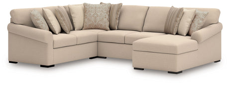 LadyMae - Sectional Beige 4 Pc. Right Arm Facing Corner Chaise Sectional by Benchcraft® | Bel Furniture