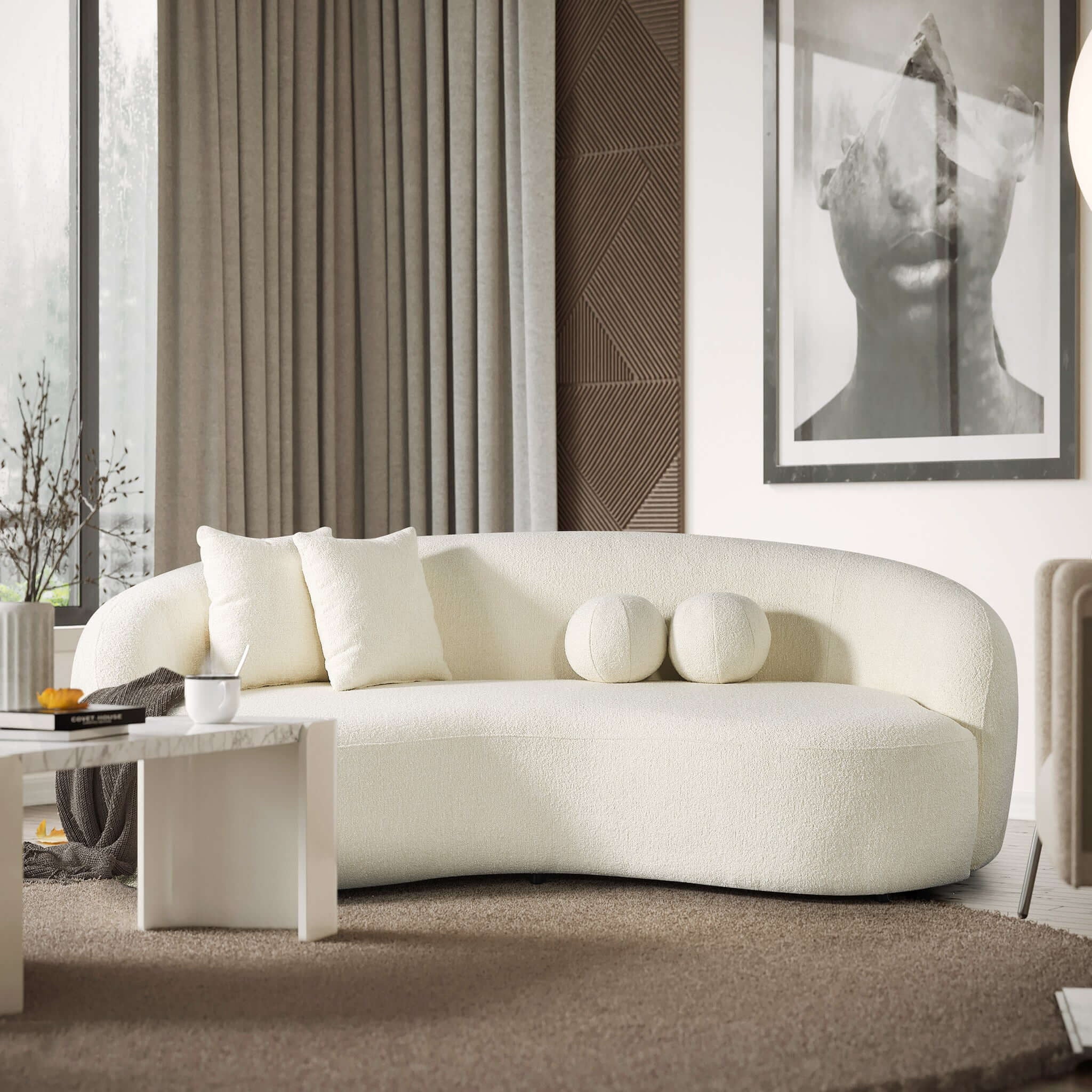 Drake - Japandi Style Curvy Boucle Sofa | BEL Furniture