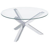 Kenzie - Round Tempered Glass Top Table Pearl Silver Coffee Tables by Coaster Fine Furniture | Bel Furniture