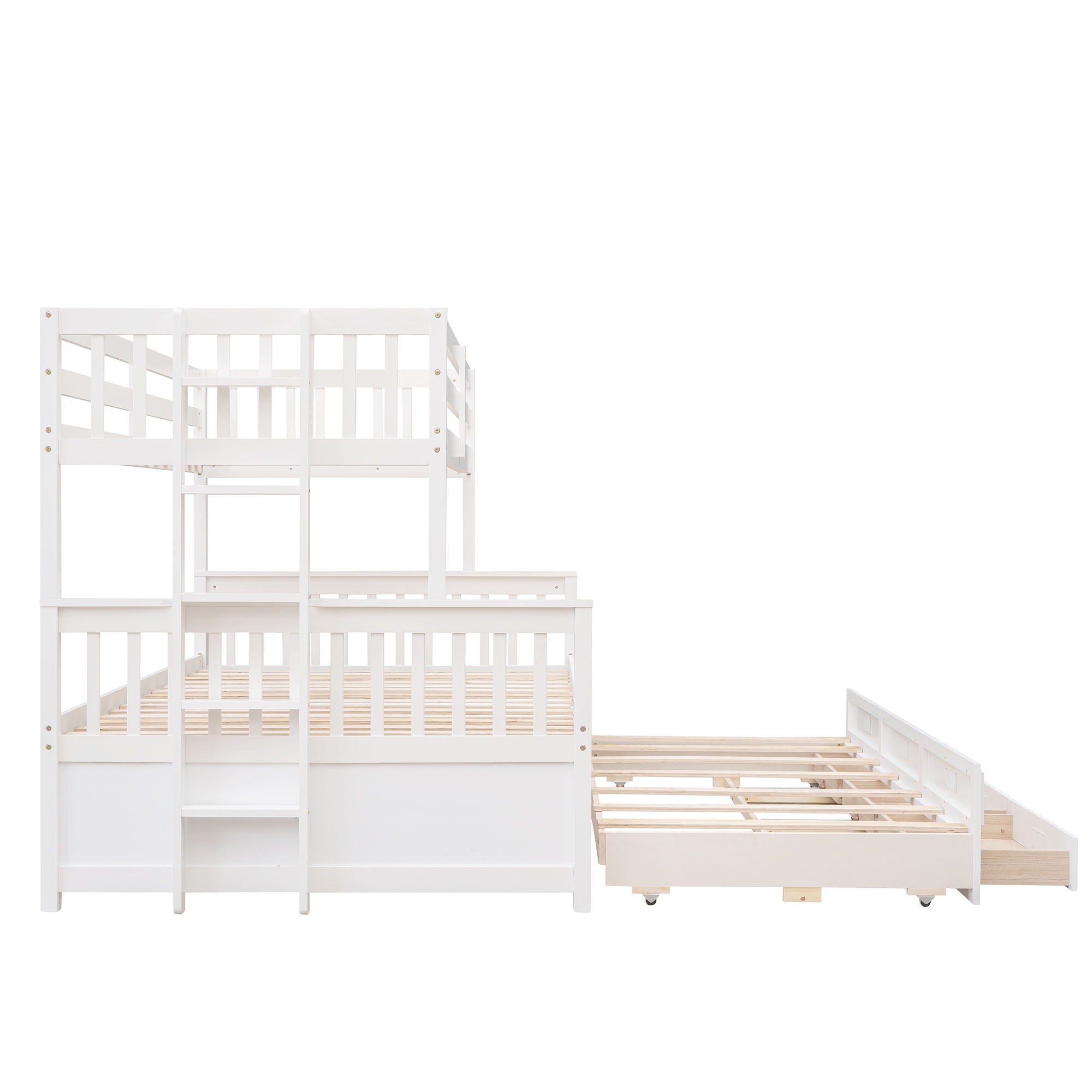 Twin Over Full Bunk Bed With Twin Size Trundle, Separable Bunk Bed With Drawers For Bedroom