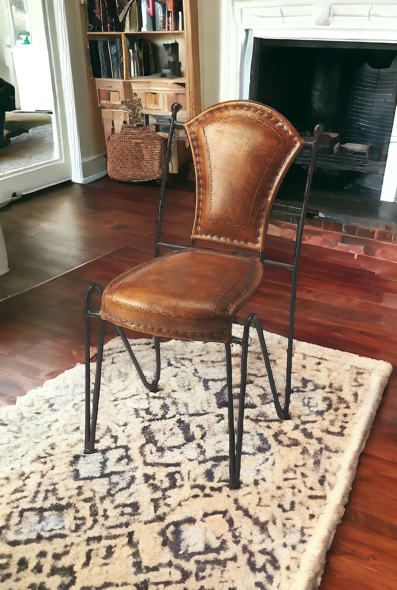 33.5" Faux Leather Side Chair - Brown