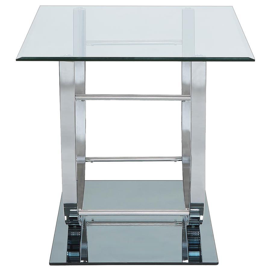 Danville - Square U-Shaped Glass Top Side End Table - Chrome