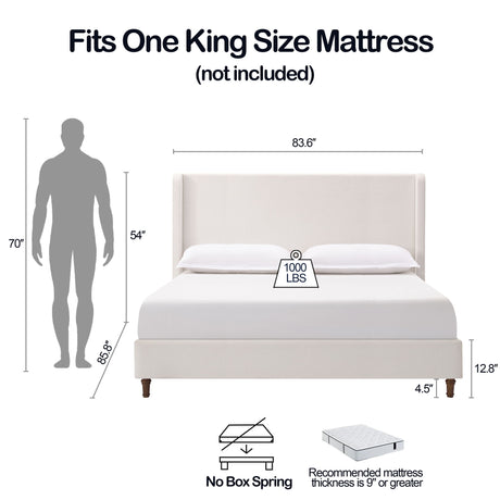 Harper - Tall Headboard Upholstered Bed / High Headboard / Elegant Simplicity / No Box Spring Needed - view 29