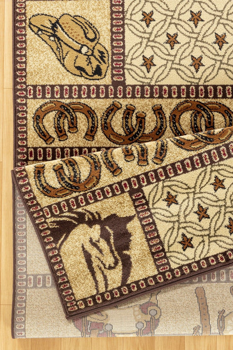 Tribes - 5'3" X 7'3" Southwest Area Rug - Beige - Polypropylene by Icona Home Decor | Bel Furniture