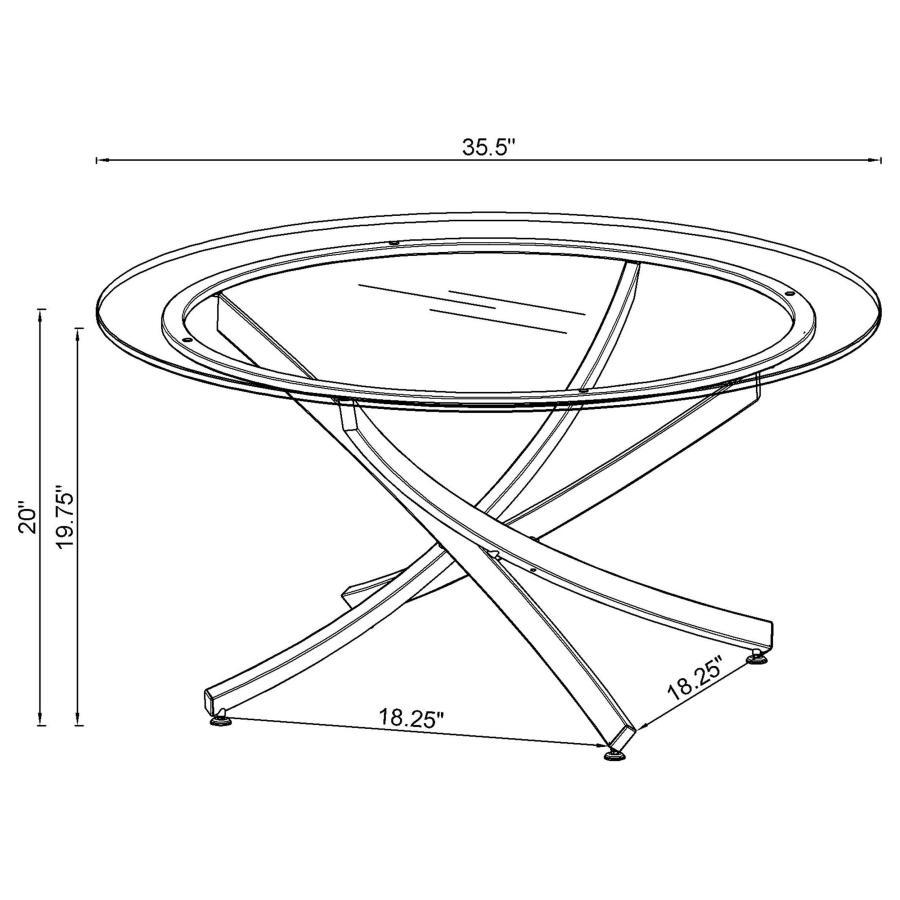 Brooke - Round Glass Top Coffee Table Metal Base