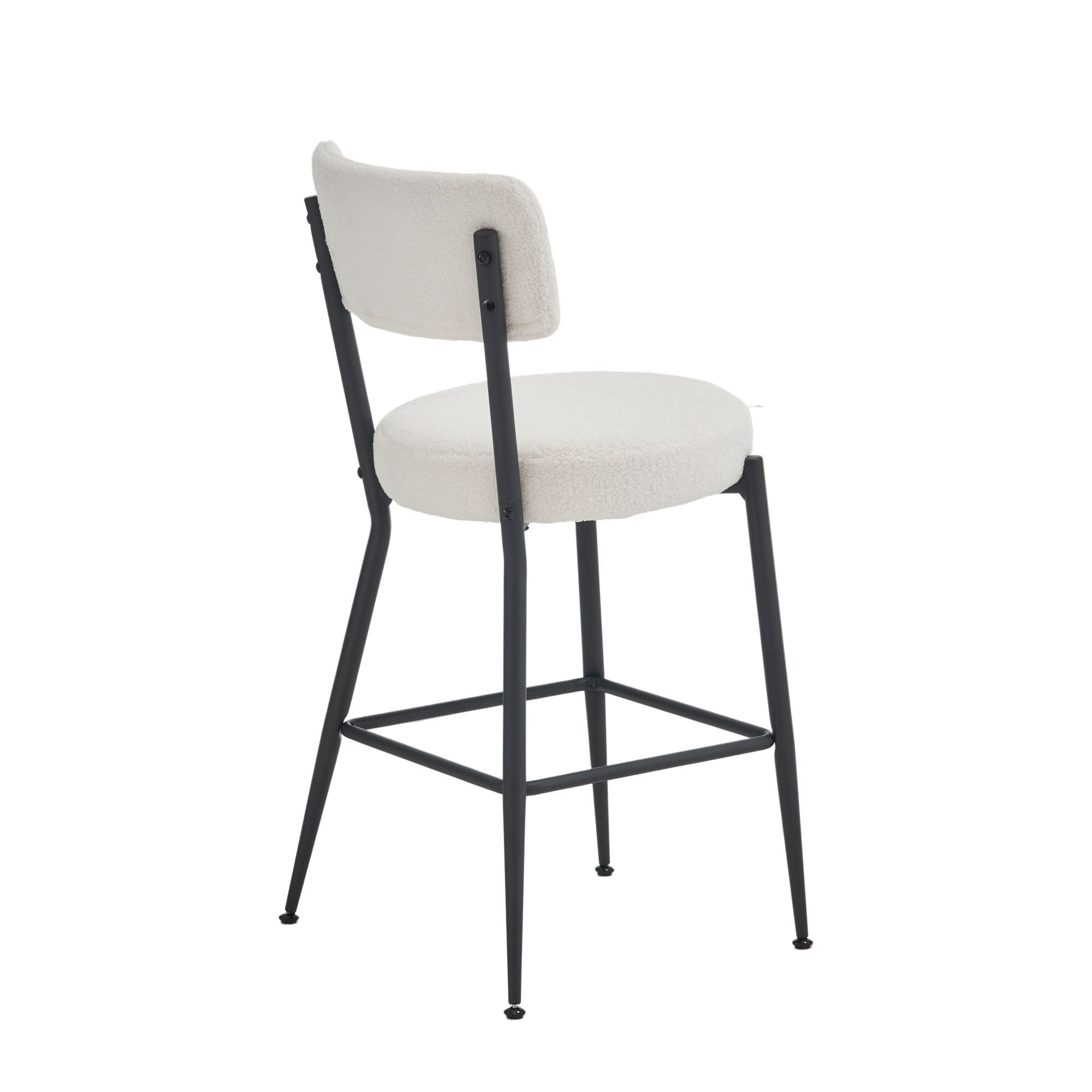 Modern Teddy Fabric Upholstered Bar Stools - Black Legs