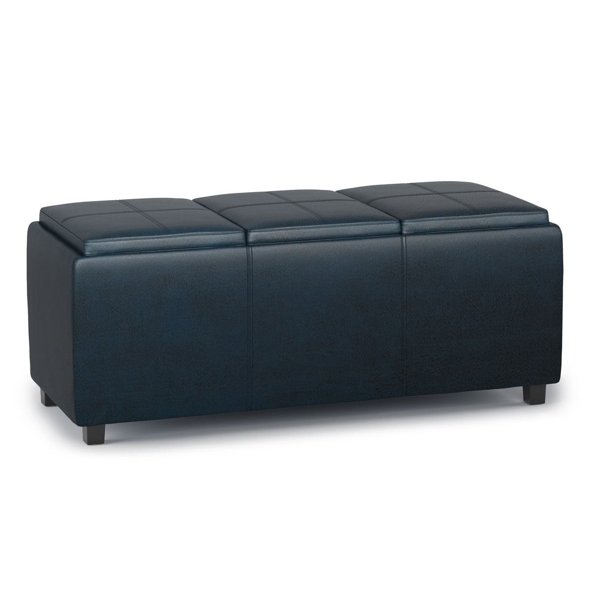 Avalon - Multi Functional Storage Ottoman Blue Faux Leather by Simpli-Home | Bel Furniture