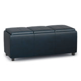 Avalon - Multi Functional Storage Ottoman Blue Faux Leather by Simpli-Home | Bel Furniture