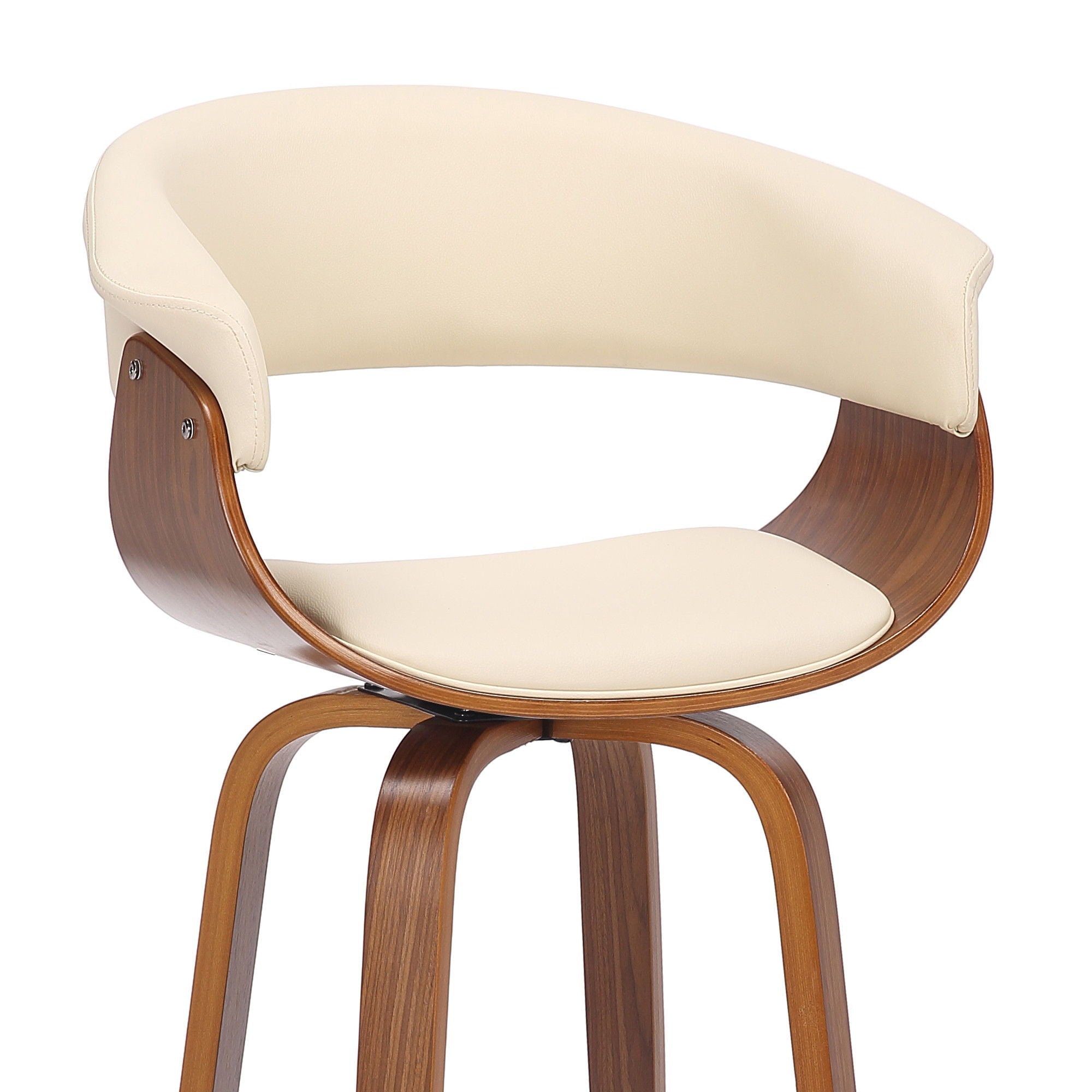 Swivel Low Back Bar Height Bar Chair - Cream / Brown