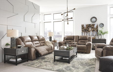 Stoneland - Power Reclining Living Room Set Light Brown 3 Pc. - Reclining Sofa, Double Reclining Loveseat with Console, Rocker Recliner by Signature Design by Ashley® | Bel Furniture