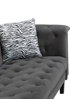 Mary - Velvet Tufted Chaise With 1 Accent Pillow - Dark Gray by Lilola Home | Bel Furniture