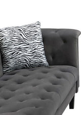 Mary - Velvet Tufted Chaise With 1 Accent Pillow - Dark Gray by Lilola Home | Bel Furniture