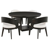 Leandro - 5 Piece Round Dining Table Set - Burnished Black