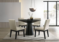 Jasper - Contemporary Round Dining Table With Black Finish Chairs by Lilola Home | Bel Furniture