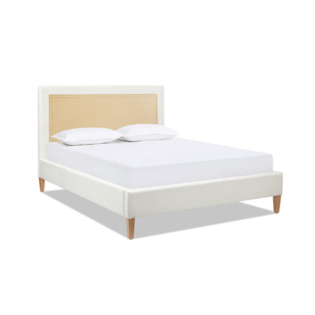 Haley - Upholstered Cane Back Platform Bed by Jennifer Taylor Home | Bel Furniture