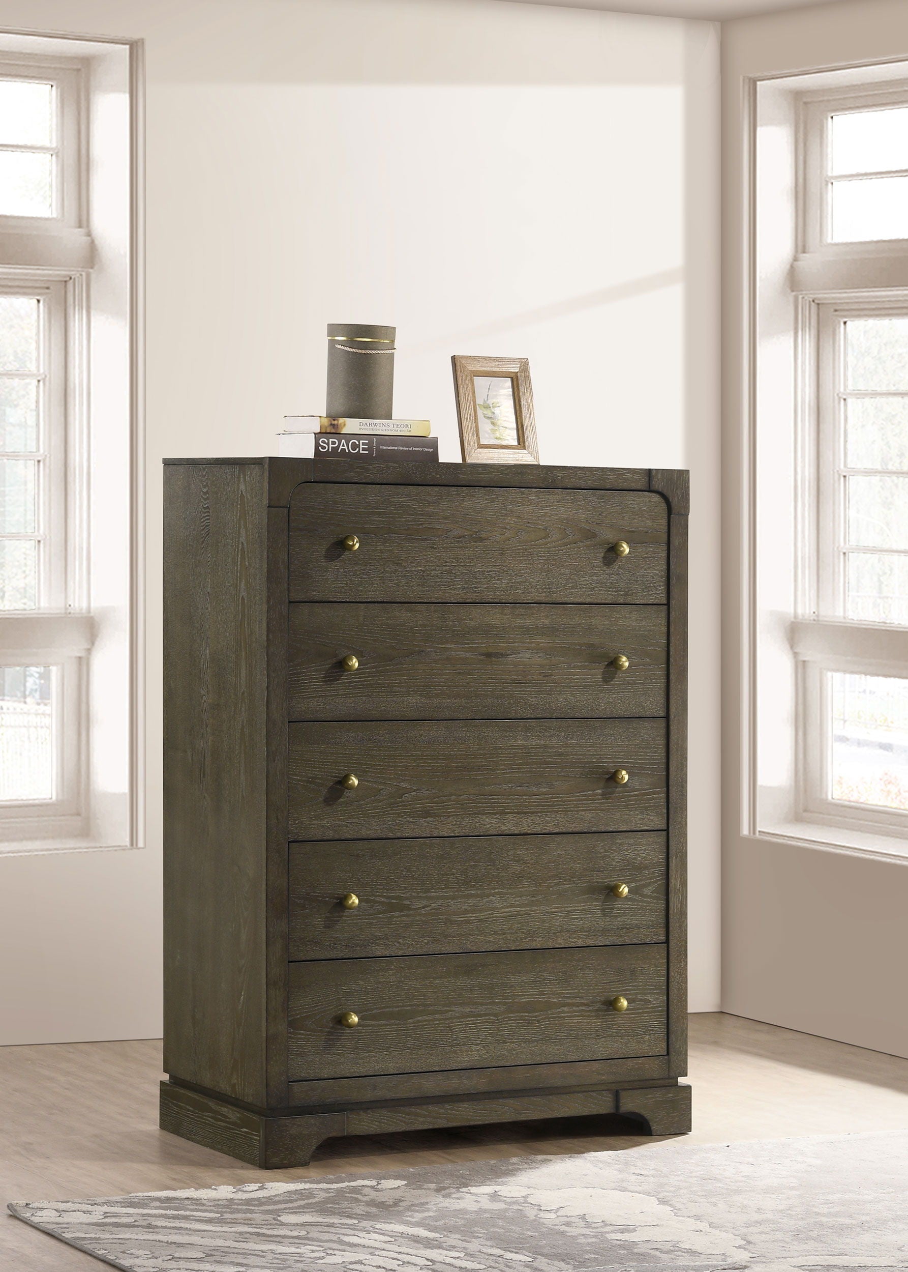 Gran Park - 5-Drawer Bedroom Chest Of Drawers - Dark Cocoa