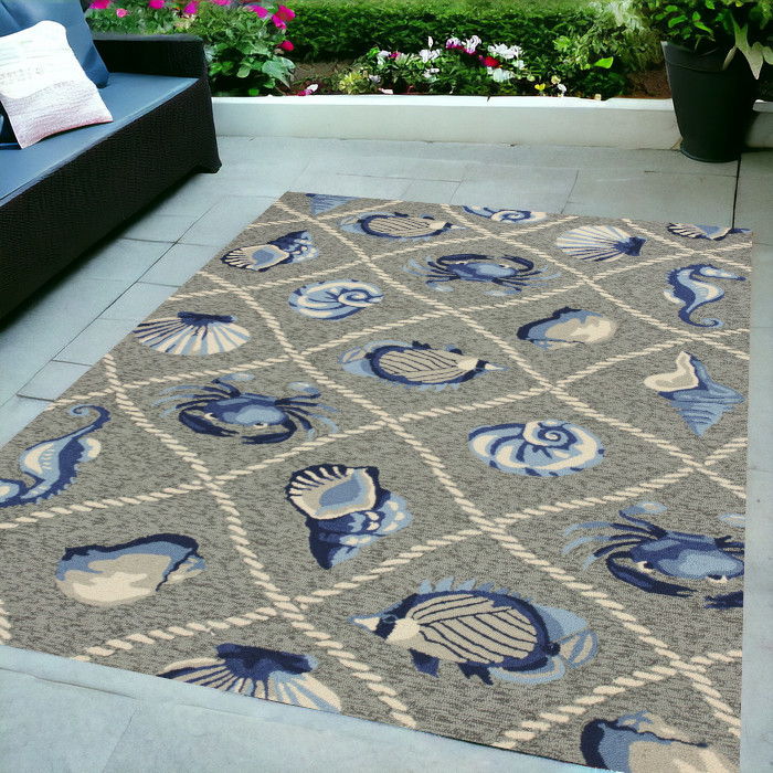 5' X 7' Seaside UV Treated Indoor / Outdoor Area Rug - Gray