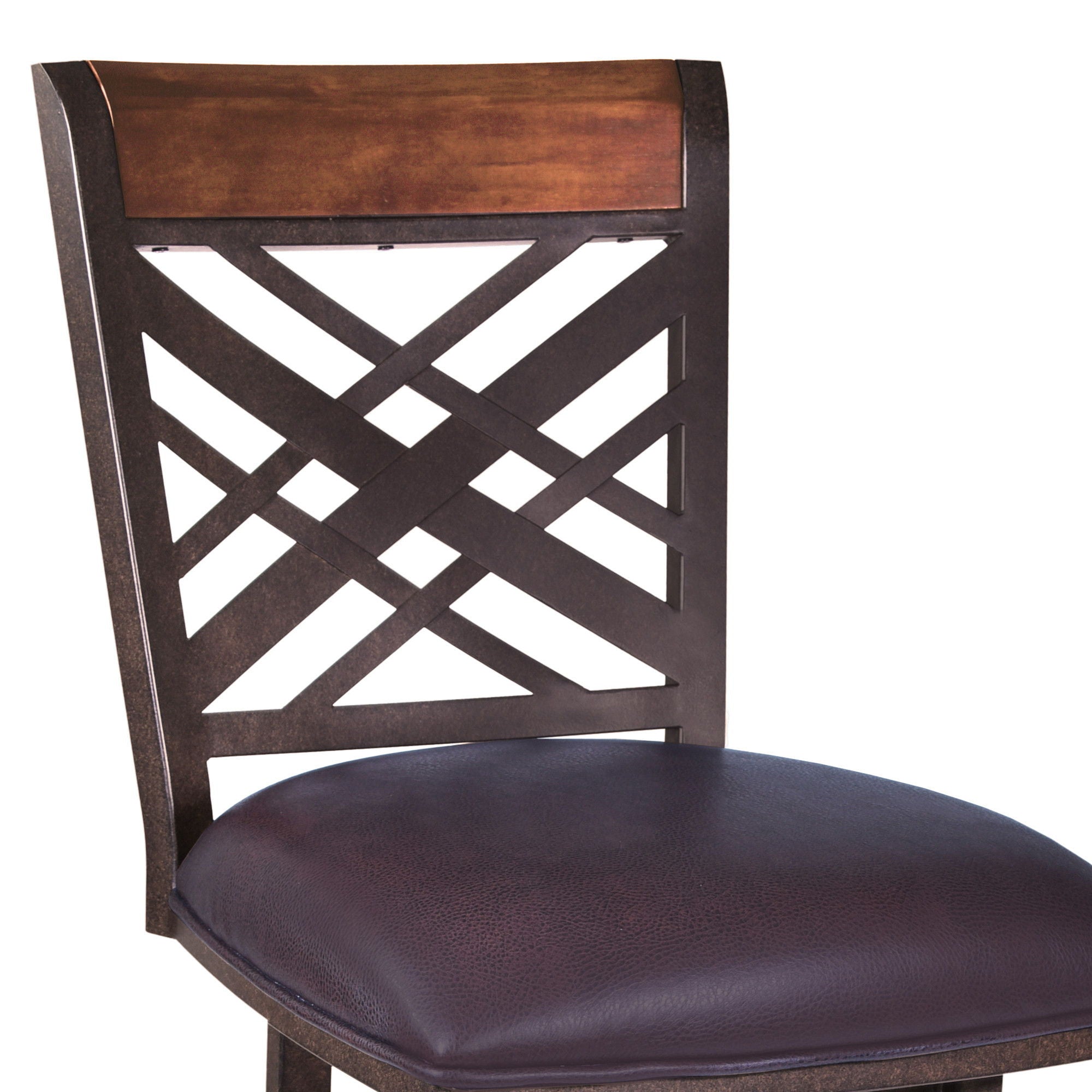 Faux Leather Counter Height Bar Chair - Brown