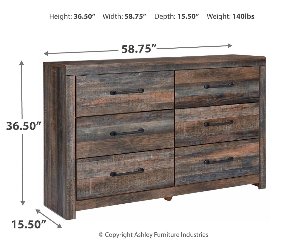 Drystan - Dresser, Mirror, Bookcase Bed Set