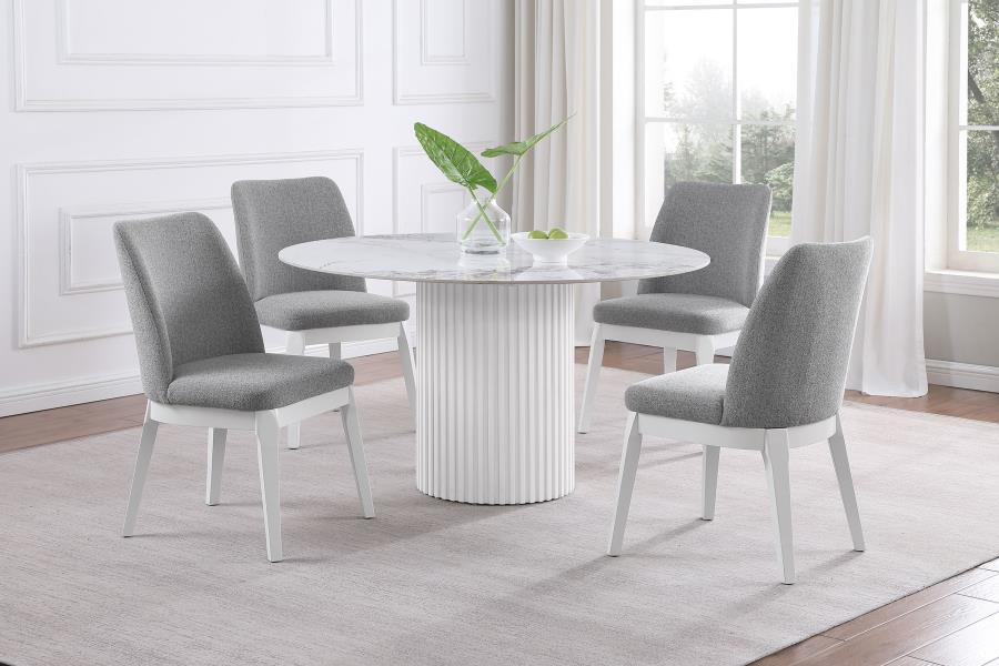 Acadia - Round Sintered Stone Top Dining Table - White