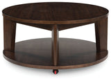 Korestone 2 - Dark Brown - Round Cocktail Table by Signature Design by Ashley® | Bel Furniture