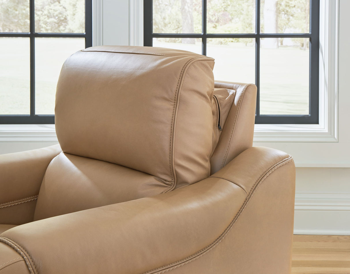 Mosswell - Power Reclining Loveseat With Adj Headrest - Toffee