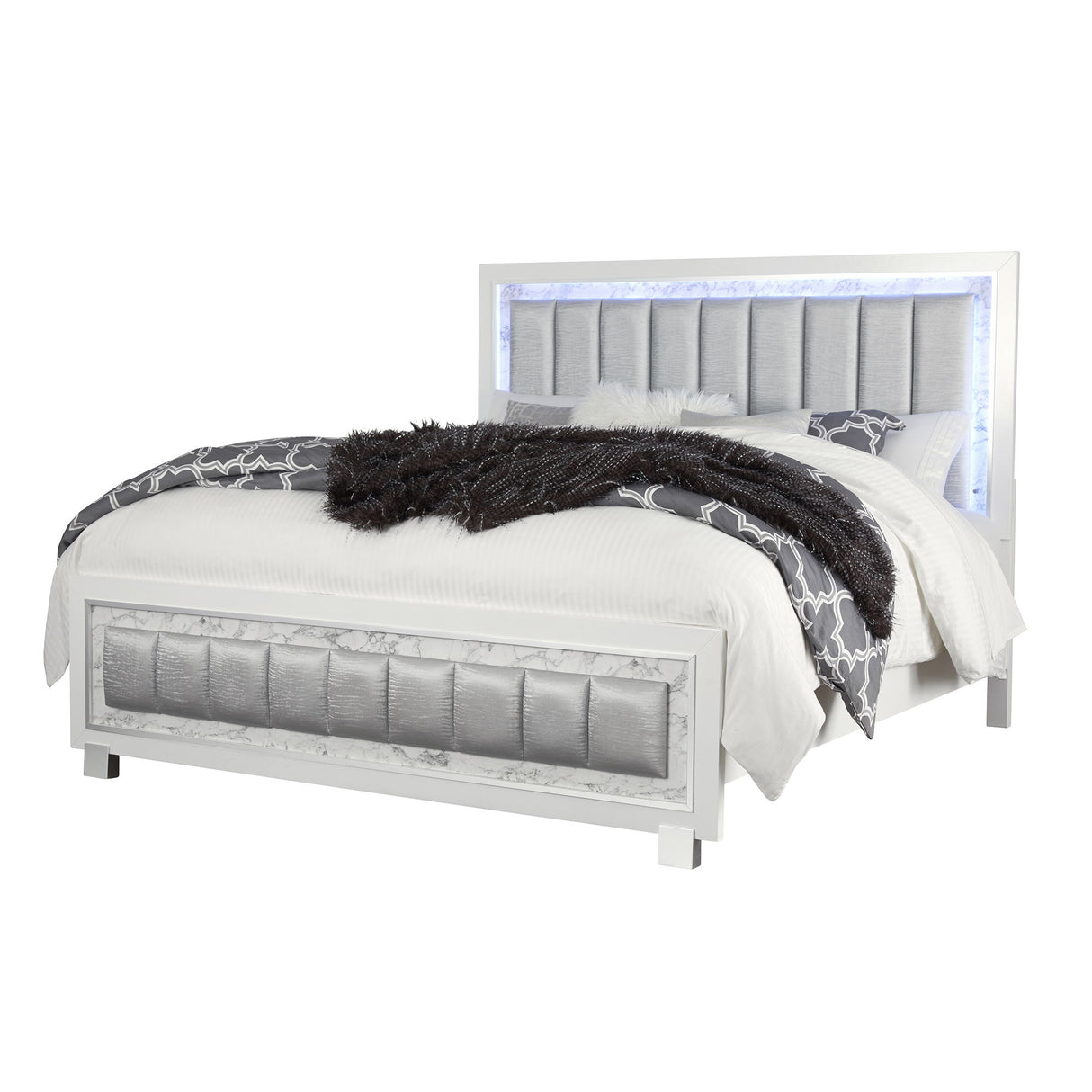 Skye - Marble Full Bed - White