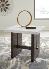 Burkhaus - White / Dark Brown - Rectangular End Table by Signature Design by Ashley® | Bel Furniture