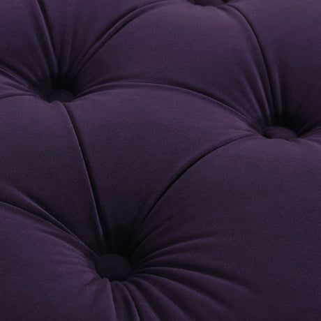 Dawn - Tufted Round Ottoman Nailhead Accents - Purple by Jennifer Taylor Home | Bel Furniture